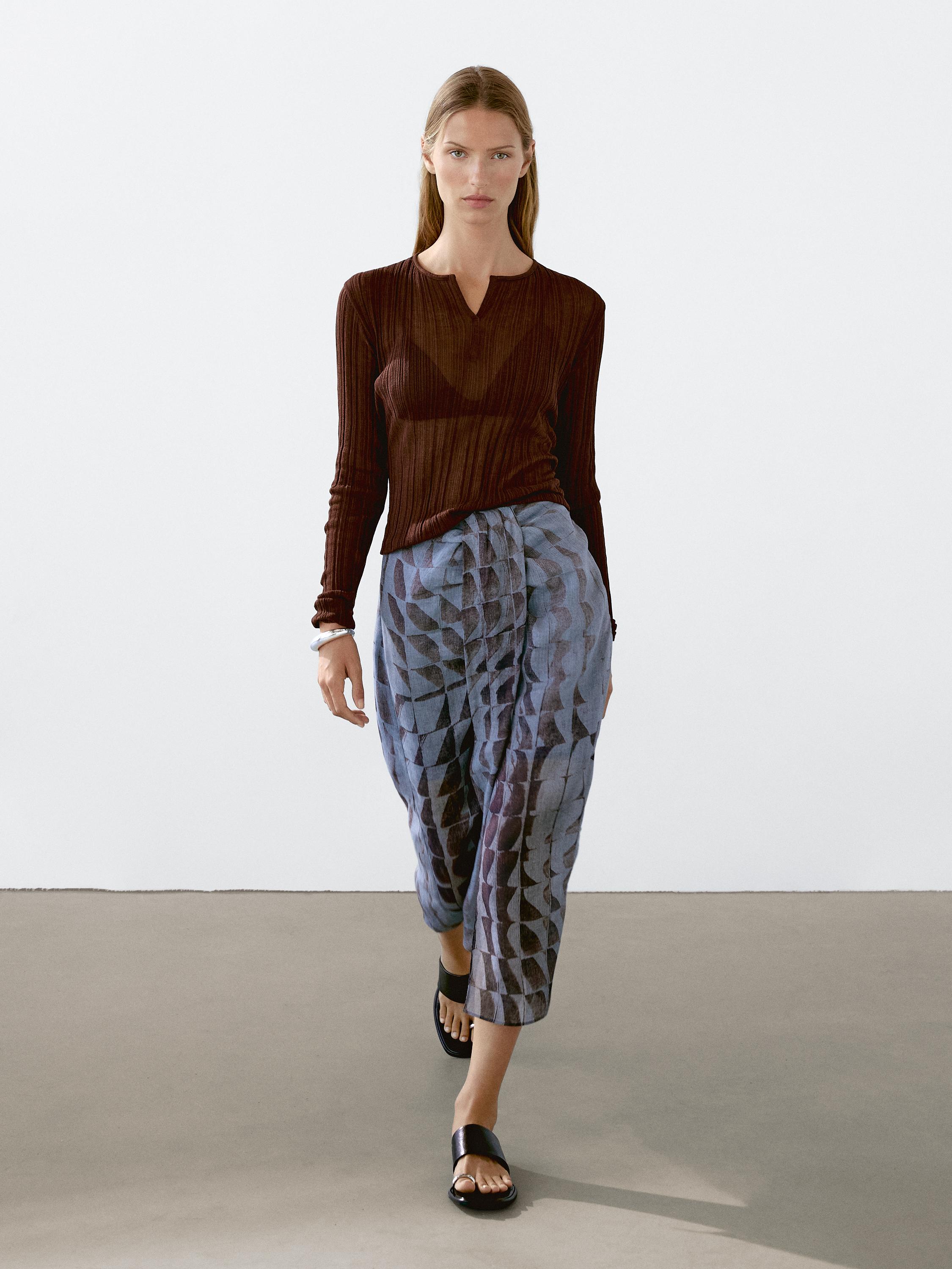 Long sleeve ribbed T-shirt