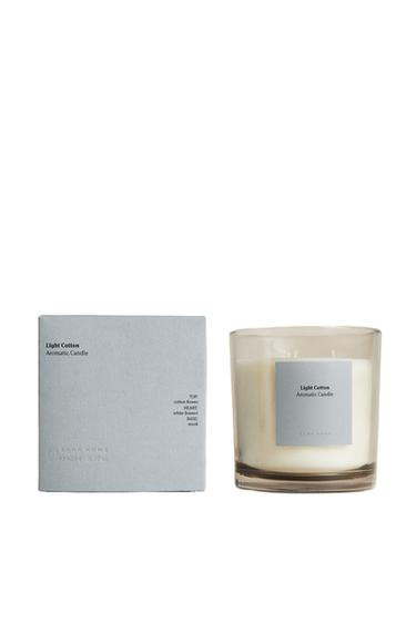 Zara (620 G) LIGHT COTTON SCENTED CANDLE - white