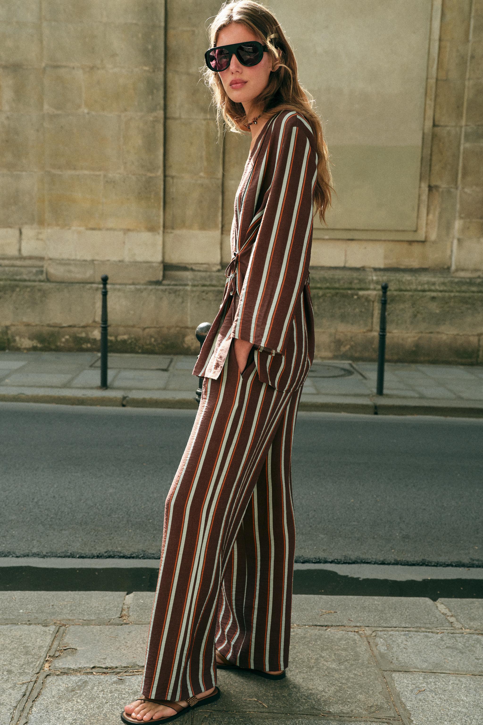 Zara Çizgili Geniş Paça Pantolon