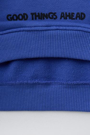 SWEAT AVEC PIÈCE OURS - Bleu roi de Zara - Image 3