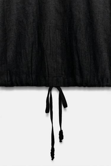 ZW COLLECTION LINEN LACE-UP TOP - Black by Zara - Image 6