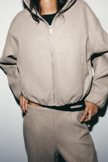 Zara SOFT HOODIE JACKET - Brown / Taupe