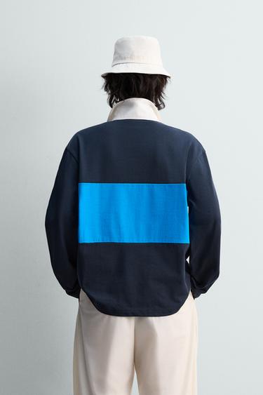 REGULAR FIT COLOUR BLOCK POLO SHIRT - Blue by Zara - Image 3