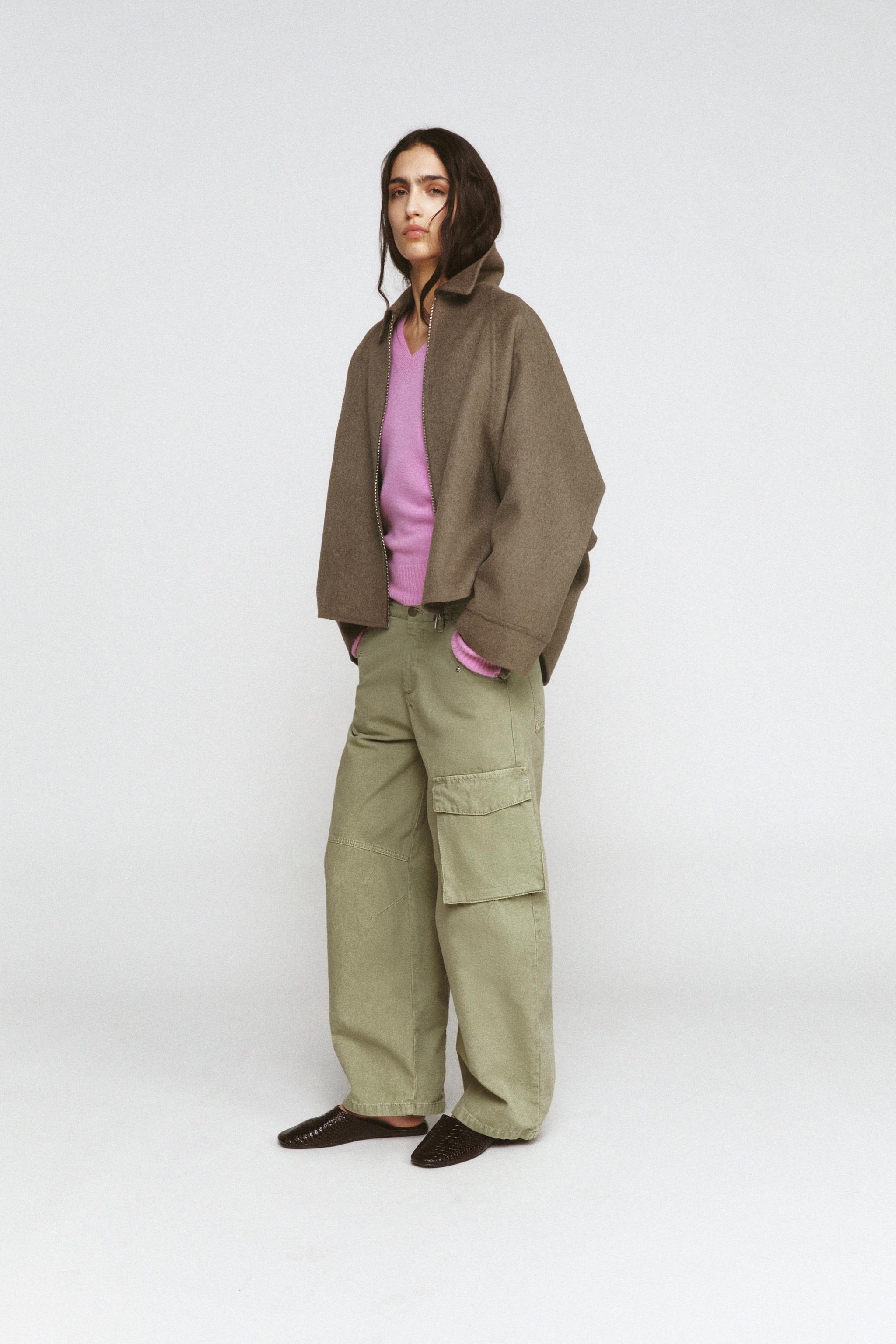 WOOL BLEND ZIPPER JACKET ZW COLLECTION - Brown / Taupe | ZARA