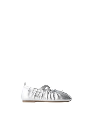 METALLIC BALLERINAS - Silver by Zara