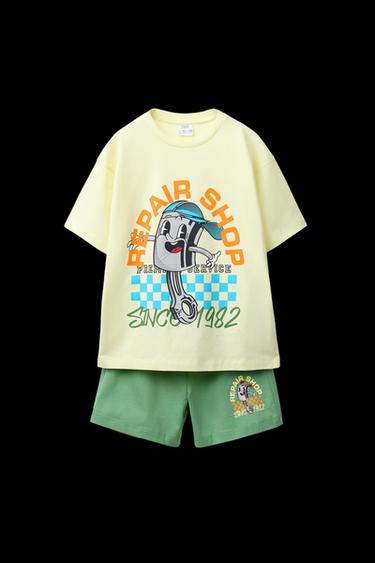 6-14 YEARS/ PRINTED PYJAMAS - Lime by Zara