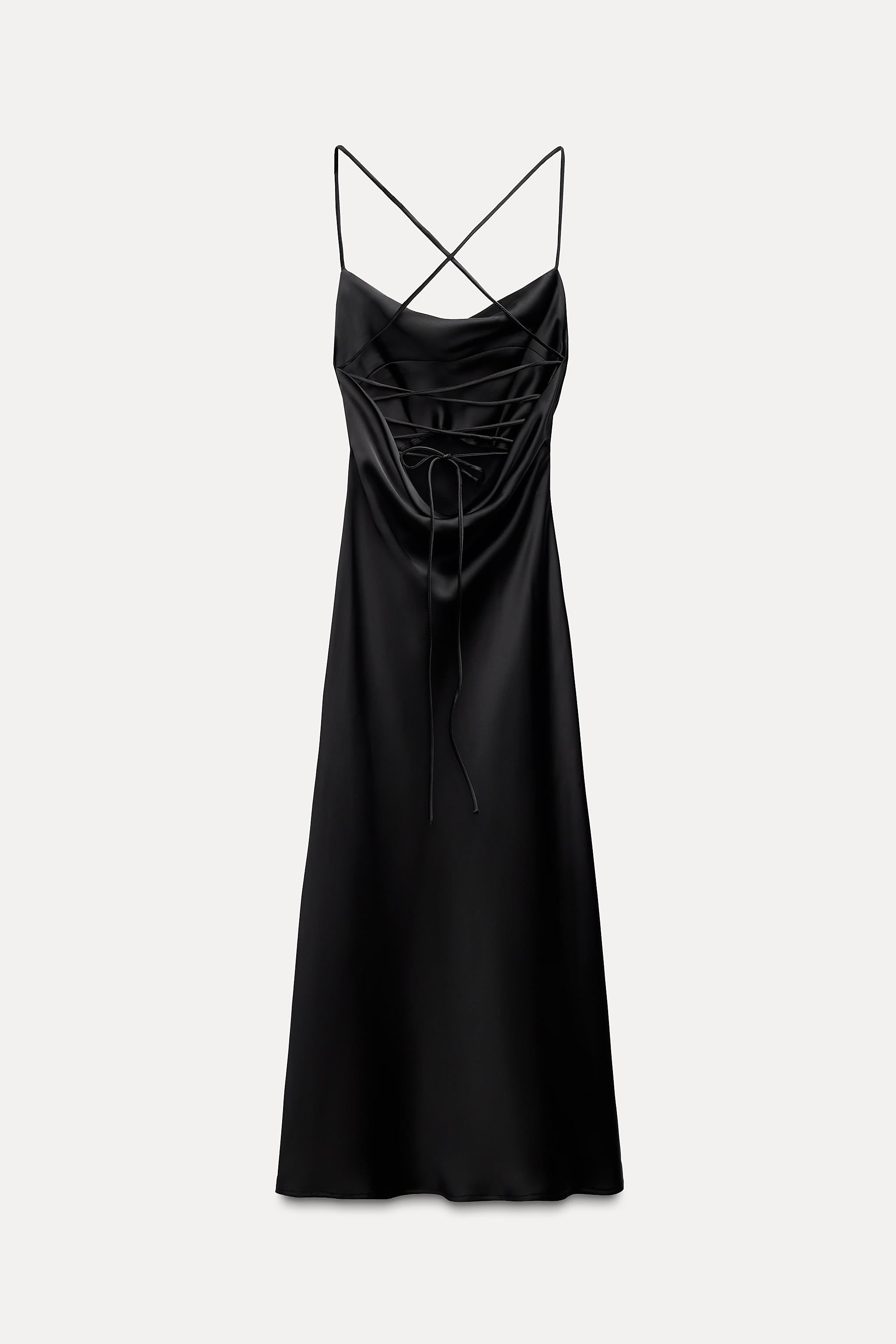 SATIN EFFECT DRAPED MIDI DRESS Black ZARA Mexico