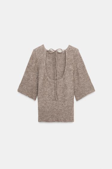 KNIT TOP WITH OPEN BACK - Brown / Taupe by Zara - Image 6