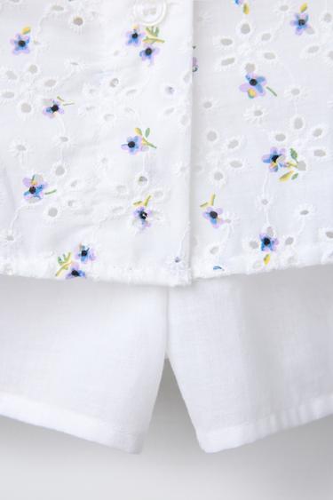 FLORAL EMBROIDERED BERMUDA SKORT - White by Zara - Image 3