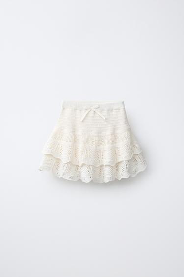 FALDA BORDADOS - Blanco roto de Zara