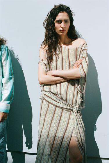 ZW COLLECTION PRINTED DRESS WITH SASH - Multicoloured by Zara