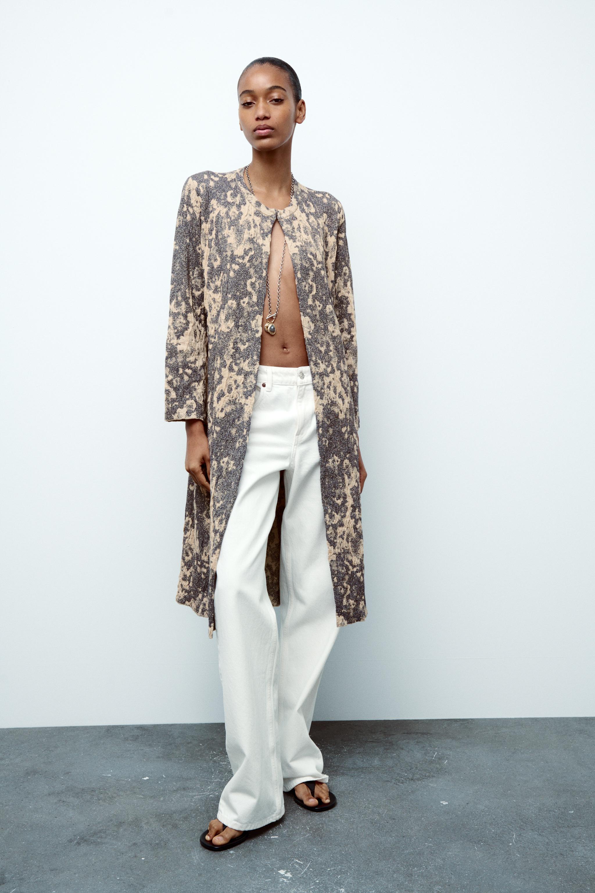 knit jacquard coat zara