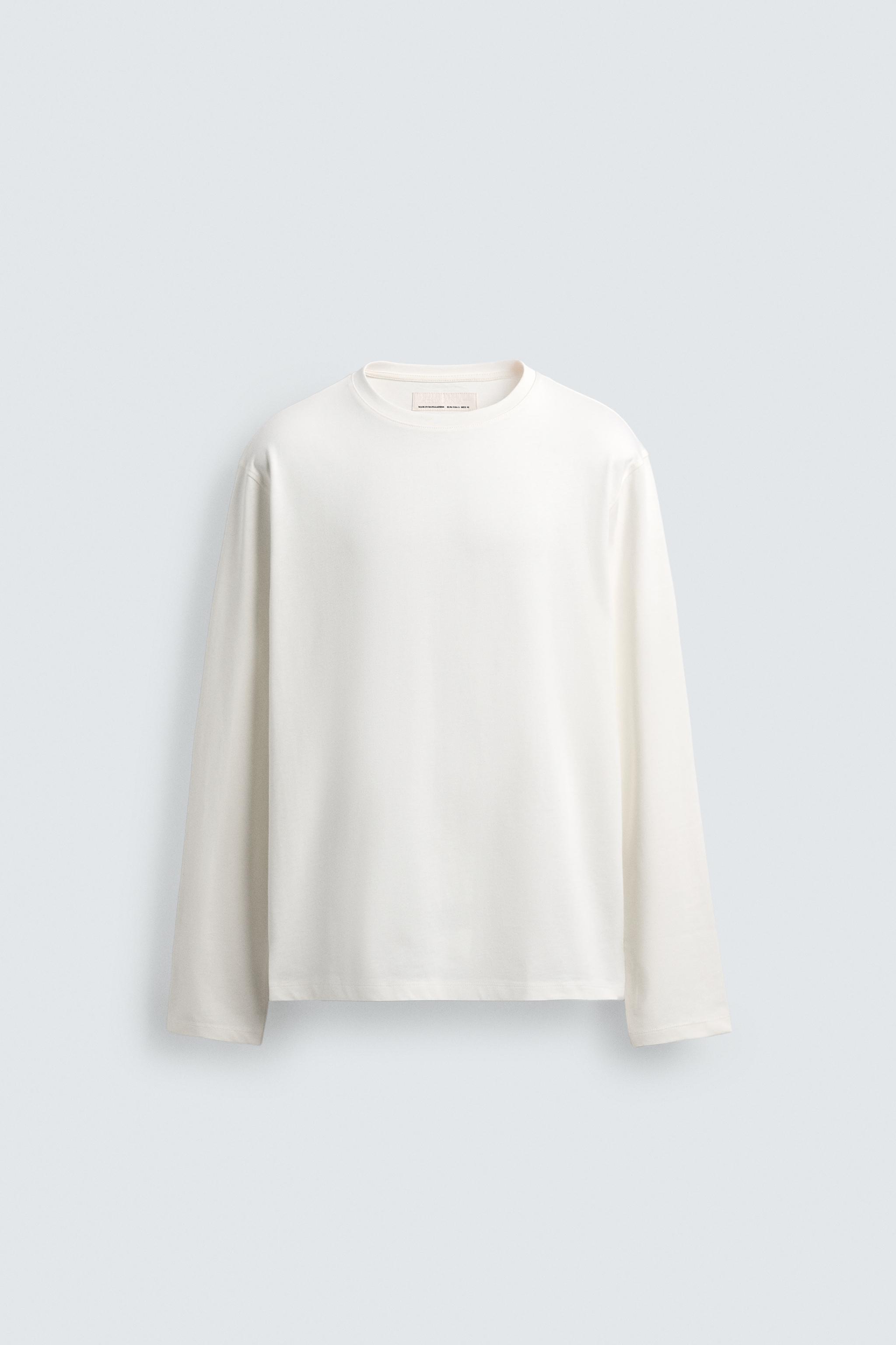 MEDIUM WEIGHT LONG SLEEVE T-SHIRT - White | ZARA United States