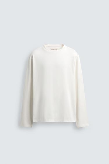 CAMISETA MEDIUM WEIGHT MANGA LARGA - Blanco de Zara