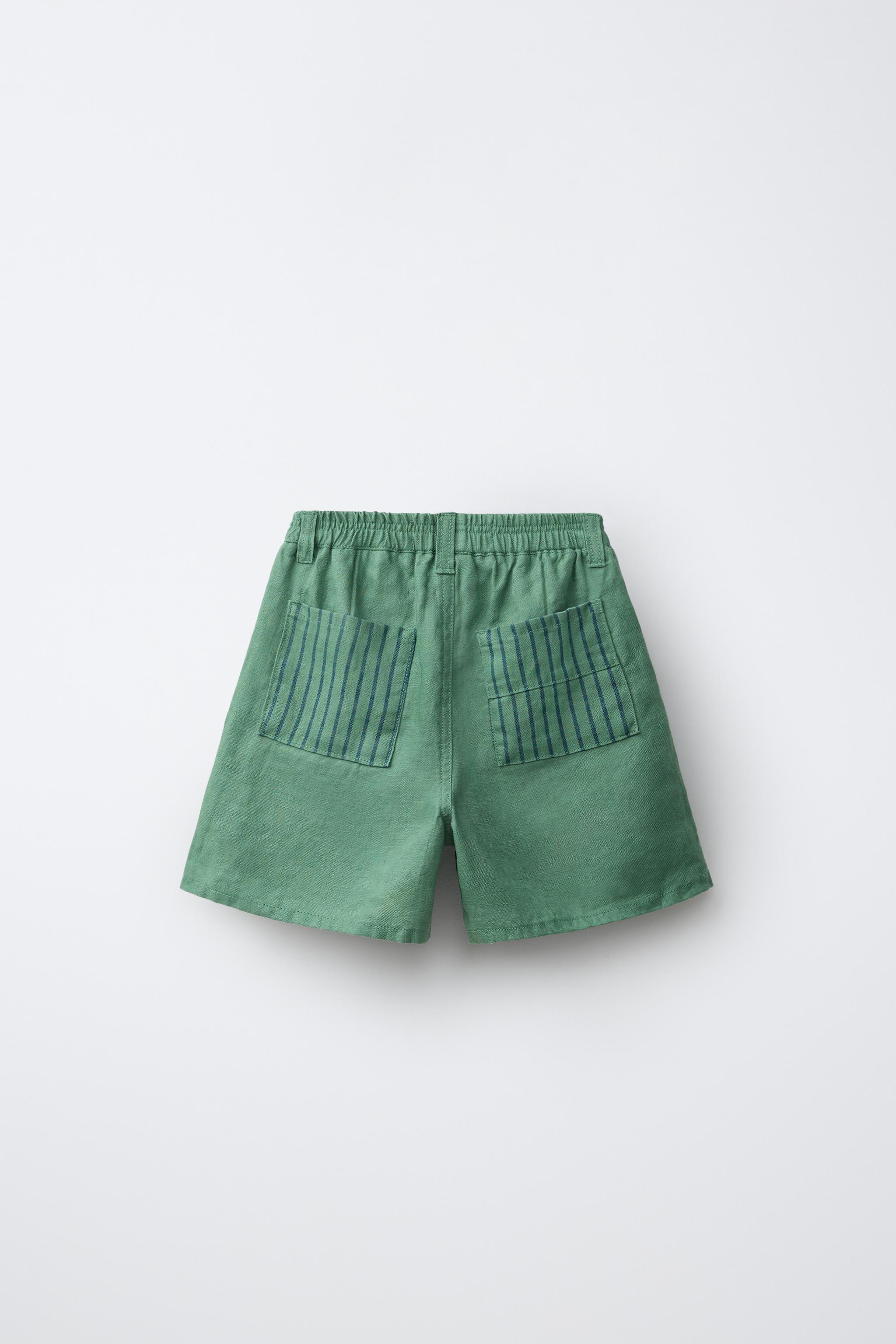 EMBROIDERED 100% LINEN SHORTS