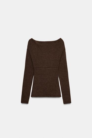 DRAPED SURPLICE NECKLINE TOP - brown vigore by Zara - Image 7