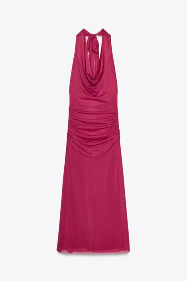 ROBE TULLE HALTER DRAPÉE - Framboise de Zara - Image 5