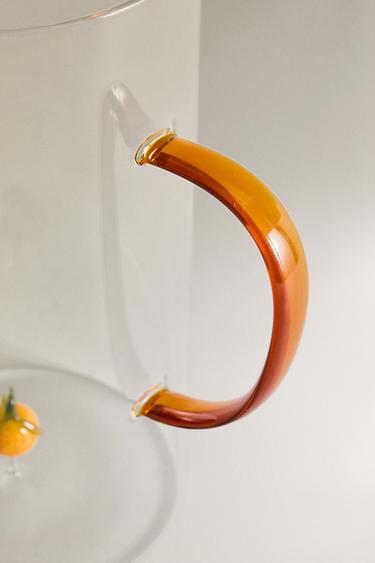ORANGE GLASS JUG WITH HANDLE -  by Zara - Image 2