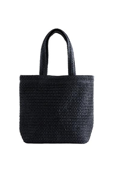 Zara PAPER BAG - Navy Blue