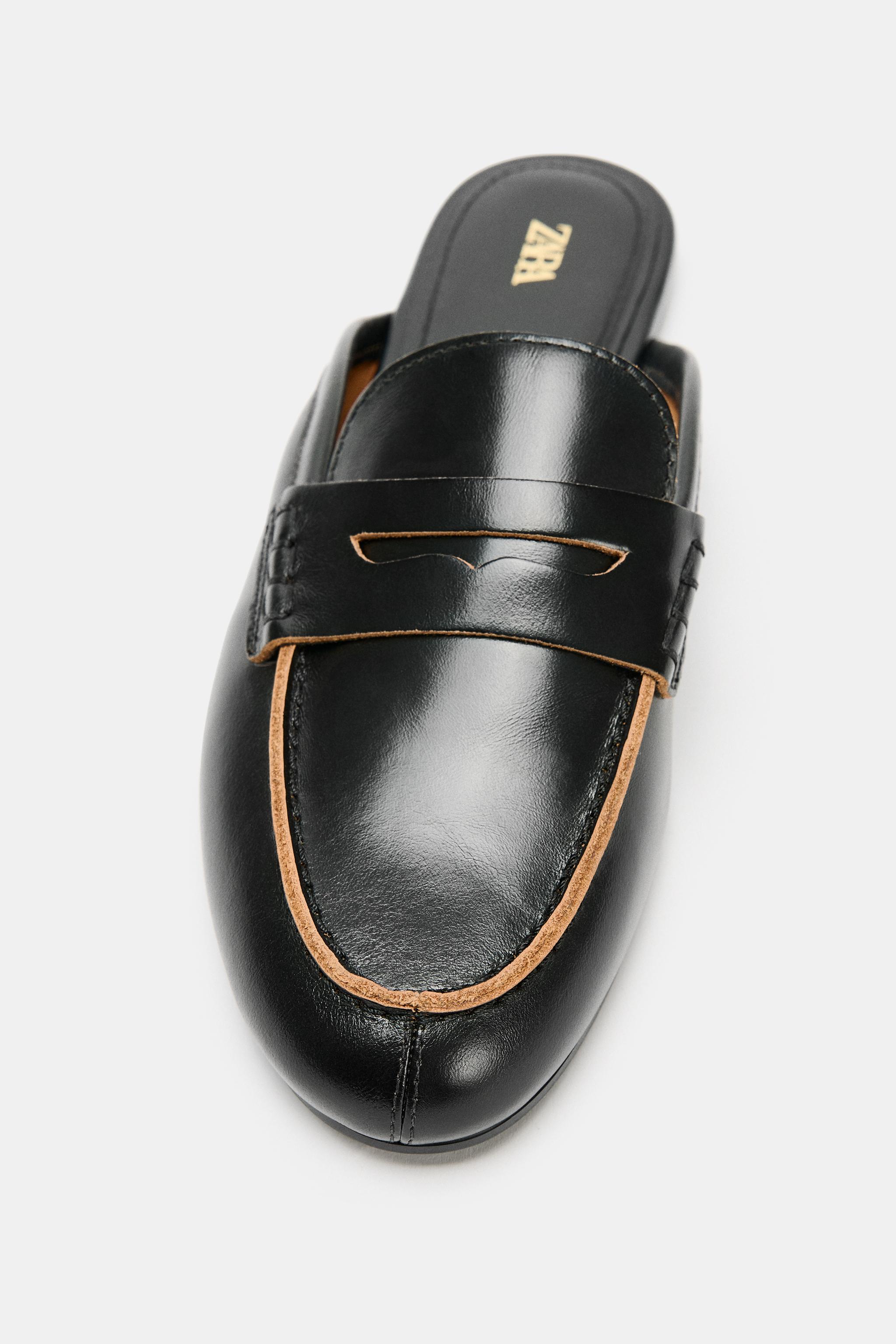 LEATHER SLINGBACK LOAFERS