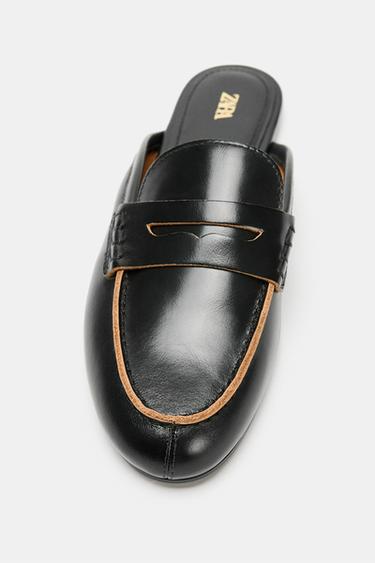 LEATHER MULE LOAFERS - Black by Zara - Image 3