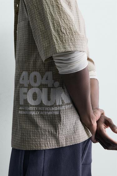 CHECK SHIRT WITH SLOGAN PRINTS - camel by Zara - Image 5