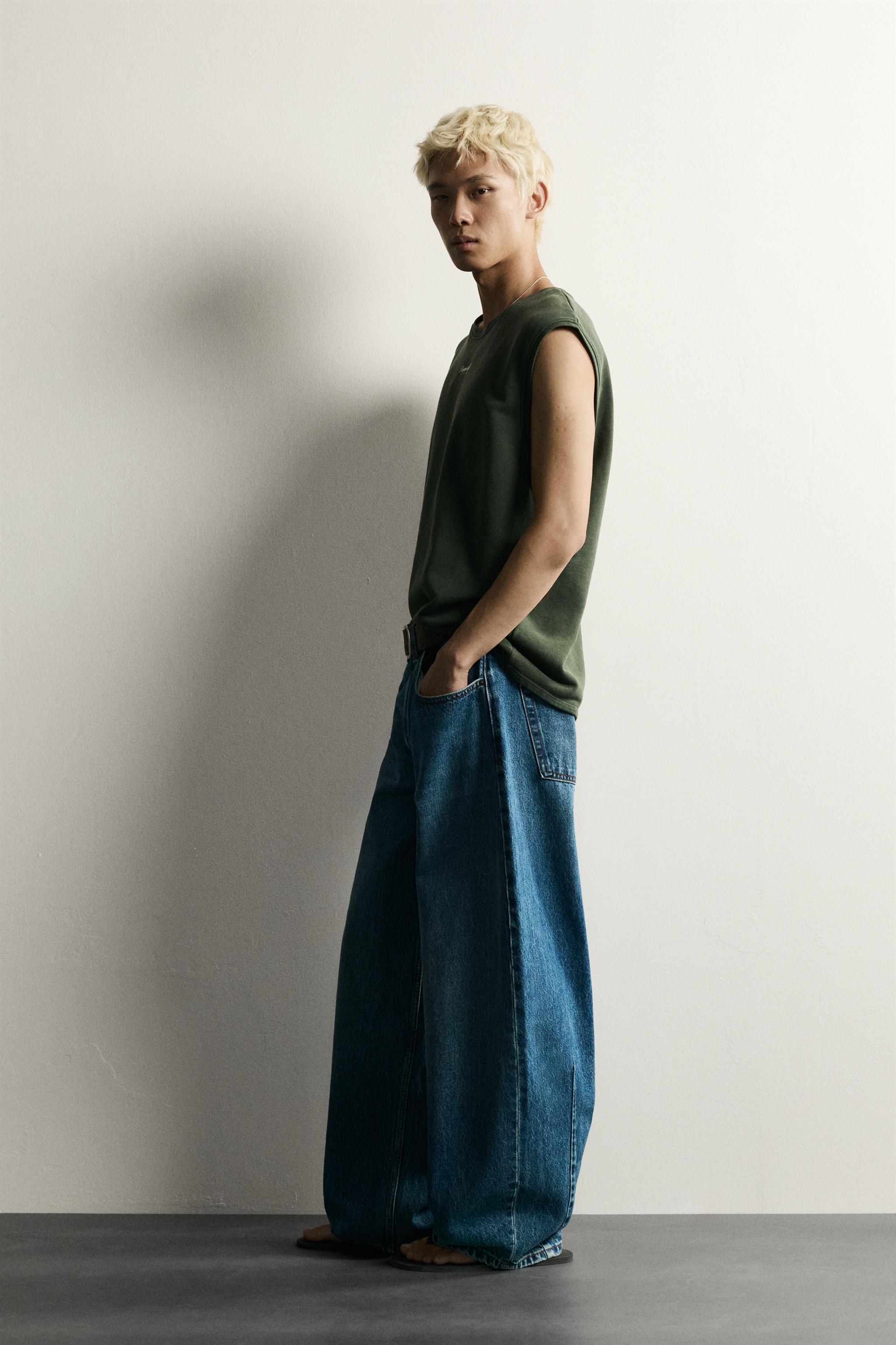Мужские худи Zara RELAXED FIT EMBROIDERED TEXT TANK SWEATSHIRT — фото 4