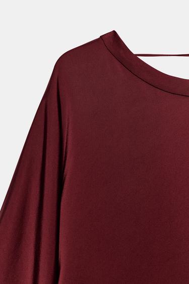 ROBE MI-LONGUE SATINÉE ZW COLLECTION - Bordeaux de Zara - Image 9
