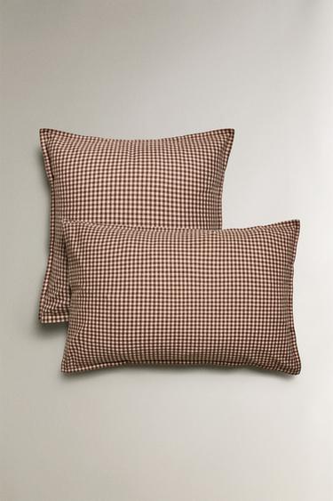 CHILDREN'S GINGHAM FLANNEL PILLOWCASE - Pink by Zara
