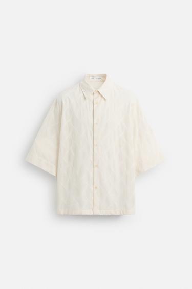 CHEMISE BRODERIE VAGUES - Écru de Zara - Image 6