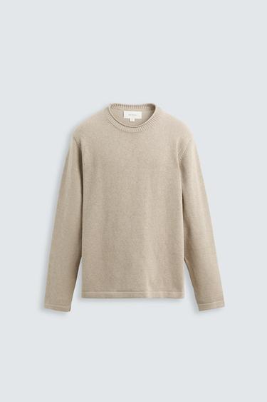 Zara TURN-UP CUFF SWEATER - Beige