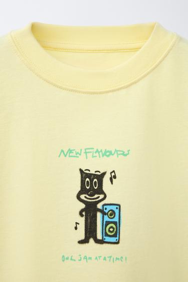 T-SHIRT IMPRIMÉ CHAT - Jaune de Zara - Image 2