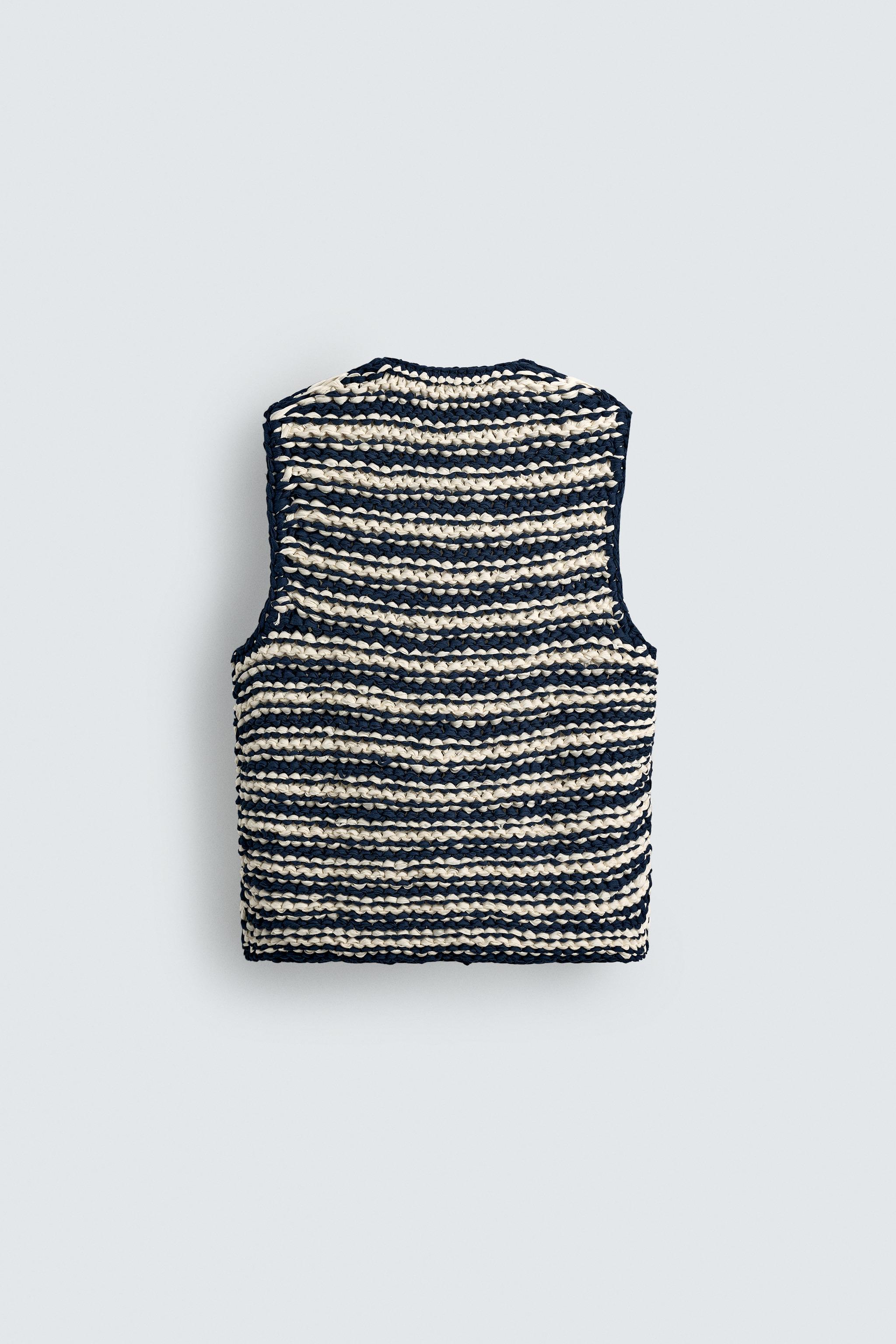 STRIPED COTTON BLEND VEST - Blue/White | ZARA South Africa