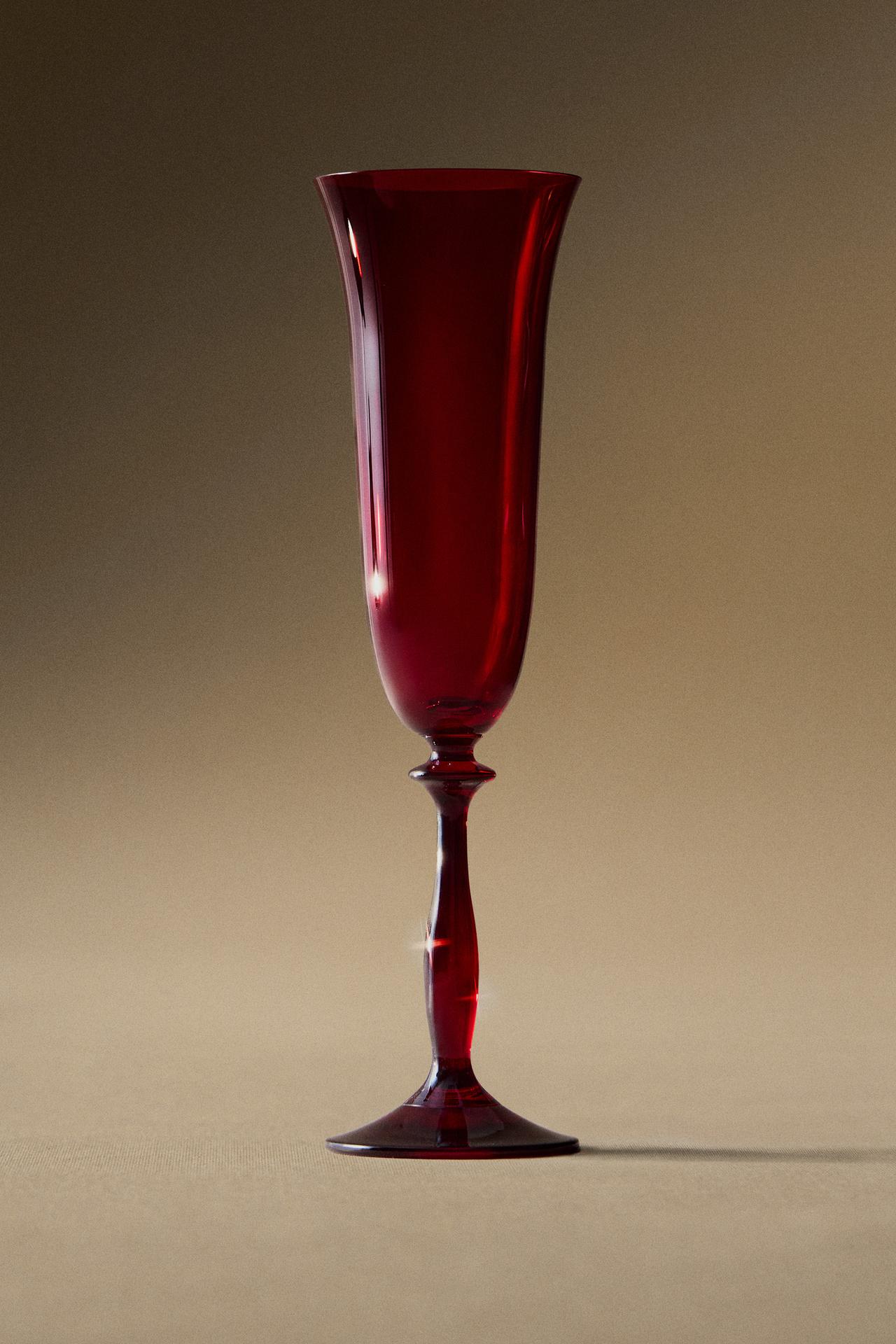 CHRISTMAS FLUTE GLASS — Red