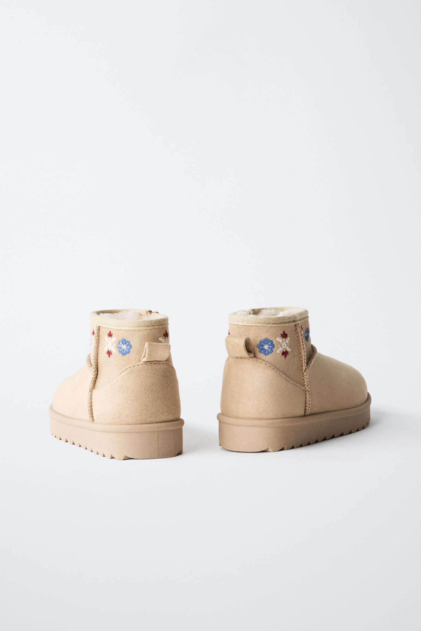 Детские ботинки Zara Embroidered Lined Ankle, цвет: Коричневый — фото 5