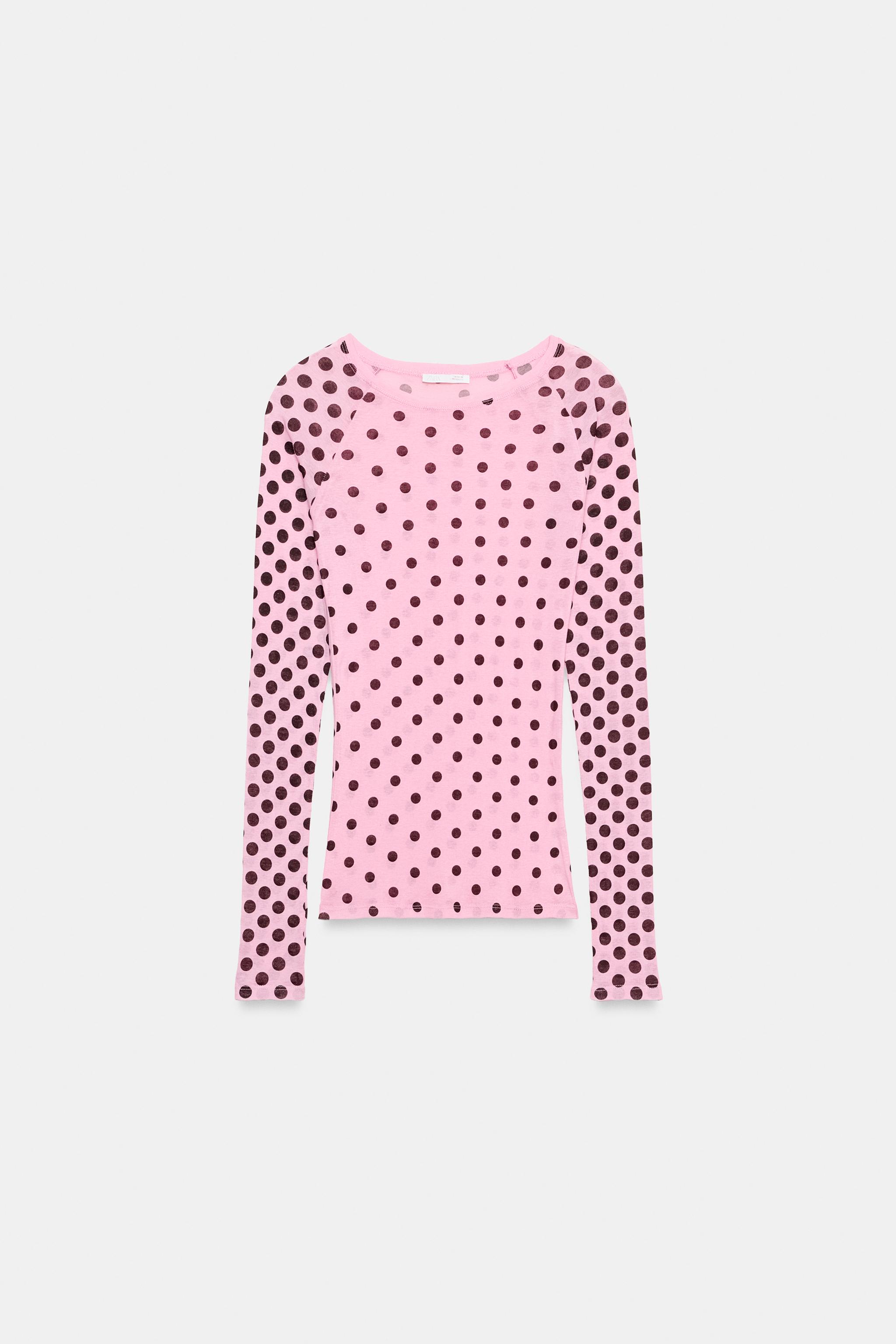 T-SHIRT SUPIMA® MANCHES LONGUES À POIS