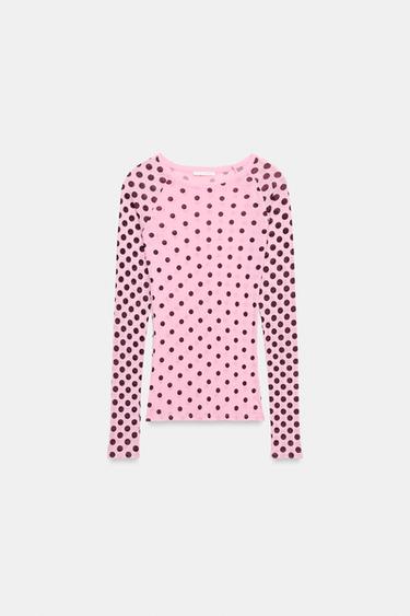 SUPIMA® DOTTED LONG SLEEVE T-SHIRT - Pink by Zara
