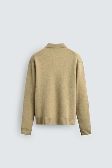 POLO EN MAILLE 100 % LAINE - Vert clair de Zara - Image 7