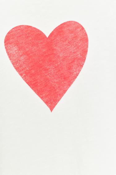 SHORT SLEEVE HEART T-SHIRT - White by Zara - Image 6