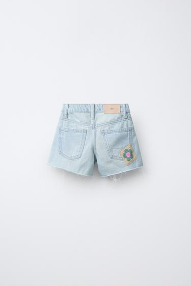 SHORT EN JEAN AVEC PIÈCES AU CROCHET - Bleu clair de Zara - Image 1