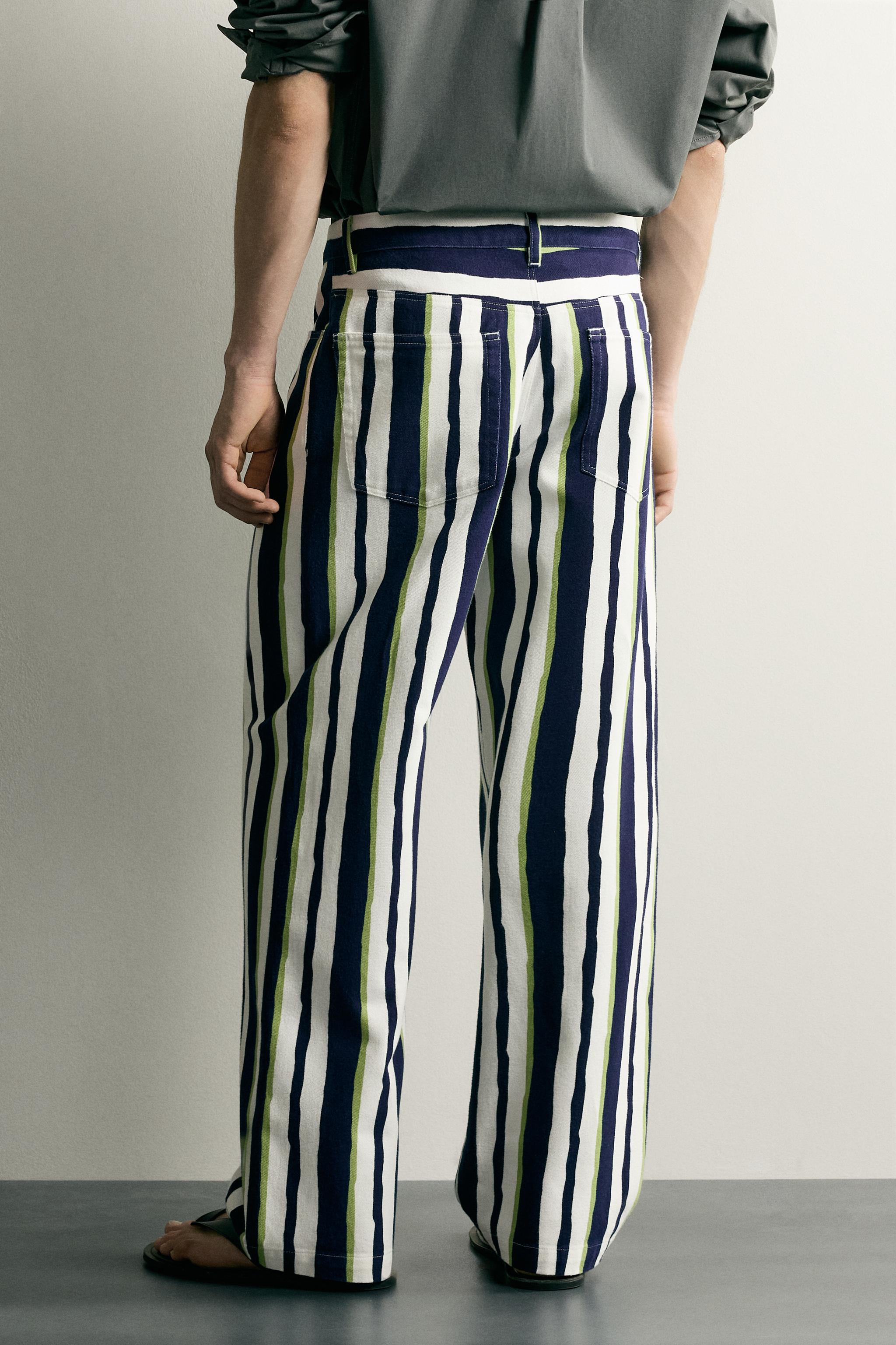 Zara ÇİZGİLİ STRAIGHT FIT PANTOLON görsel 3