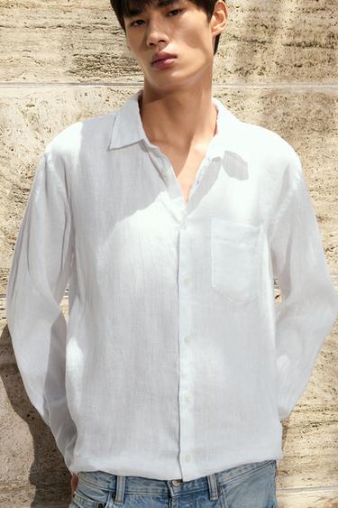 Zara 100% 亞麻襯衫 - 白色