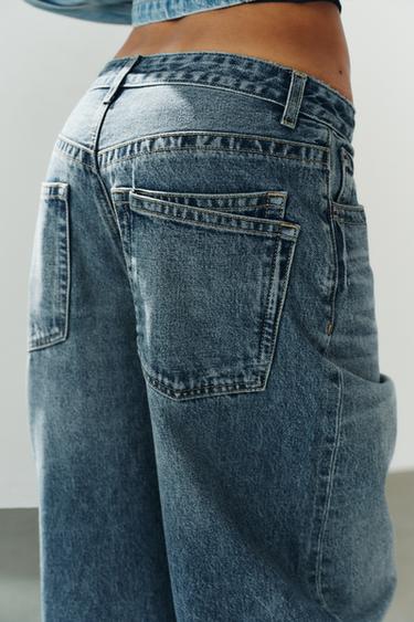 JEAN BAGGY DENIM TRF TAILLE MI-HAUTE - Bleu de Zara