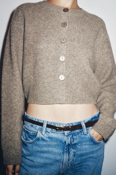 CHAQUETA PUNTO BOTONES - Tostado metal de Zara