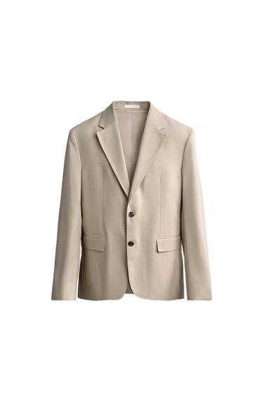 BLAZER REGULAR FIT DE TERNO - castanho da Zara