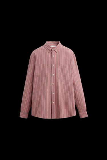 Zara STRIPED POCKET SHIRT - Pink - Image 0