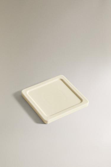 SQUARE CERAMIC BATHROOM SOAP DISH - Ecru by Zara - Image 1