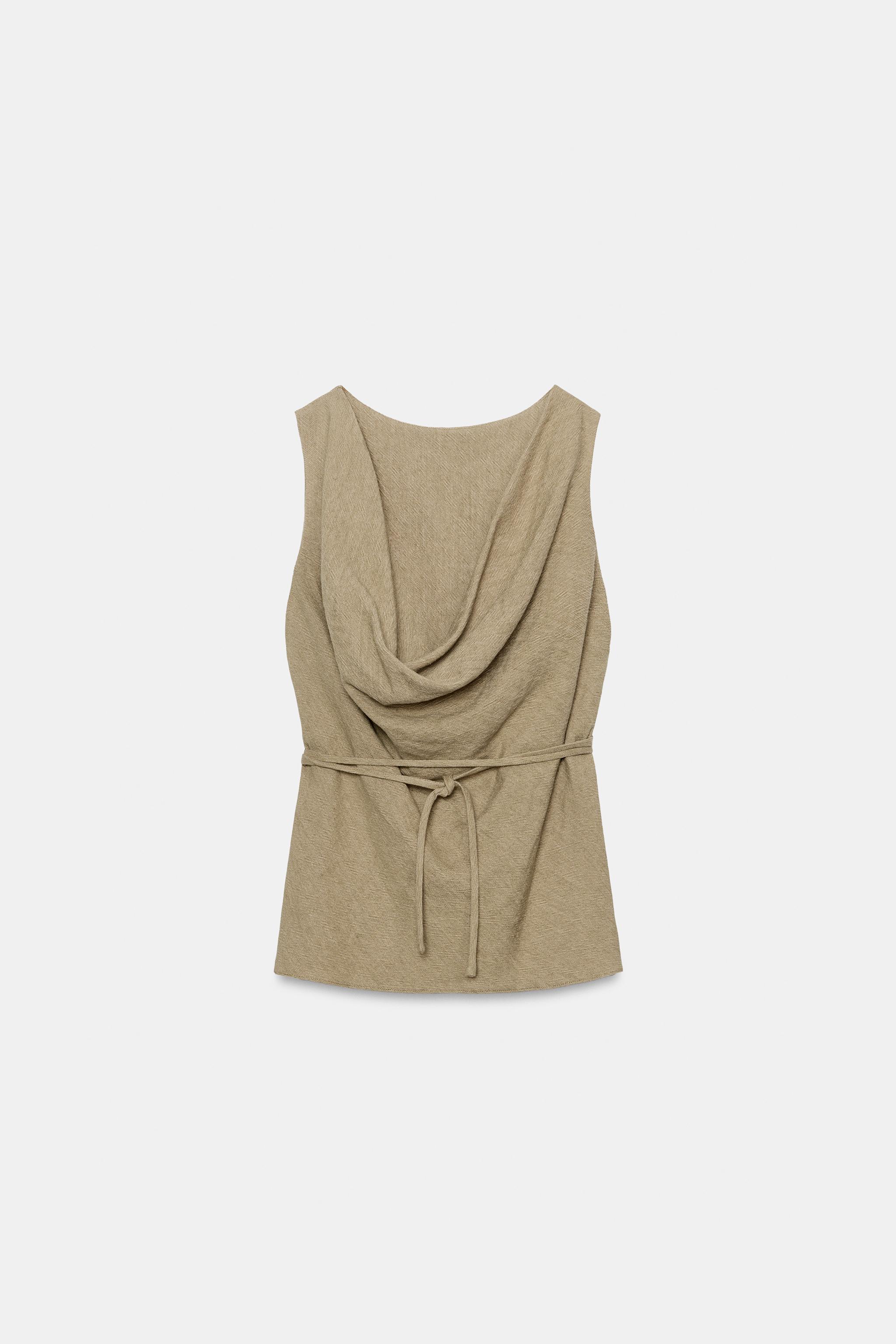 ZW COLLECTION KEMERLİ KETEN TOP - Görsel 5