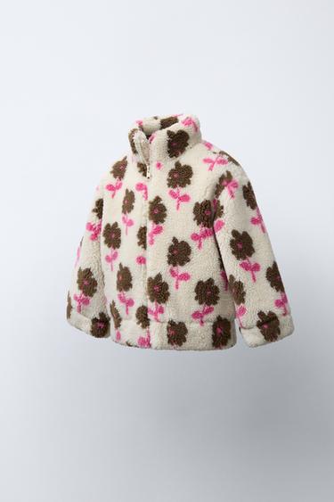 VESTE EFFET MOUTON À FLEURS - Écru de Zara - Image 1