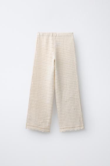 PANTALON LARGE EN CROCHET - Écru de Zara - Image 1